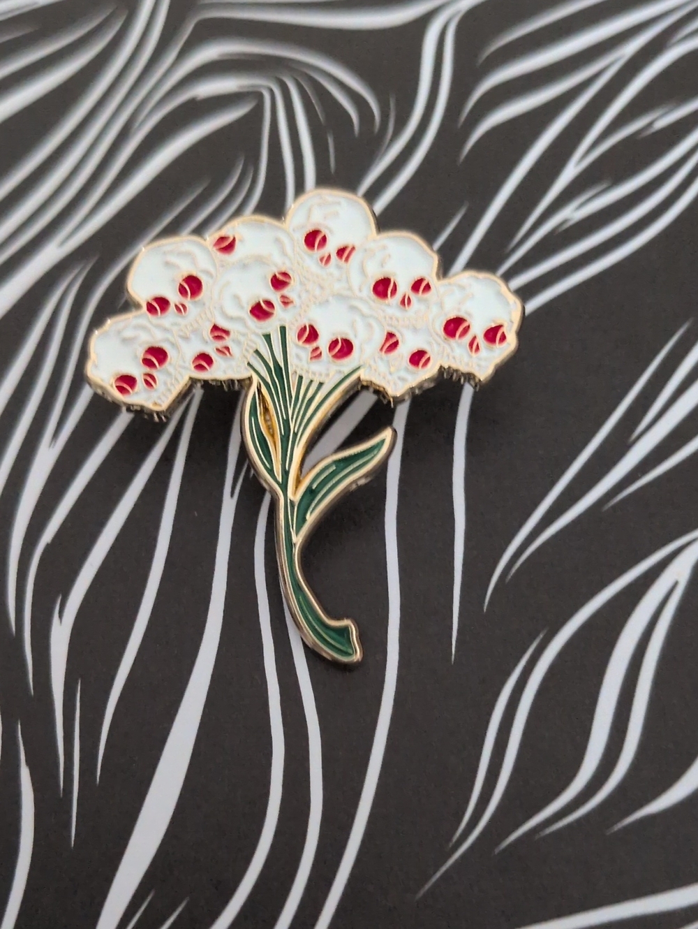 Skull Bouquet Floral Enamel Brooch Pin - Women Jewelry